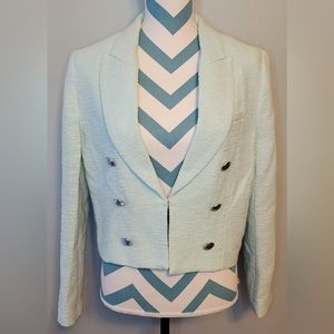 House of Harlow 1960 Cropped Tweed Double Breasted Blazer Size M NWT